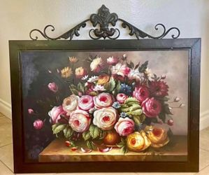 BEAUTIFUL ORIGINAL OIL PAINTING WITH METAL FRAME