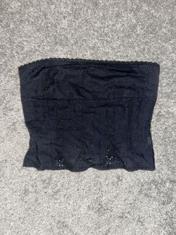 woman black lace top