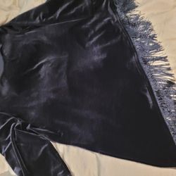 Black Fringed Velour