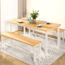 Dining Table W/ Two Benches (READ DESCRIPTION)