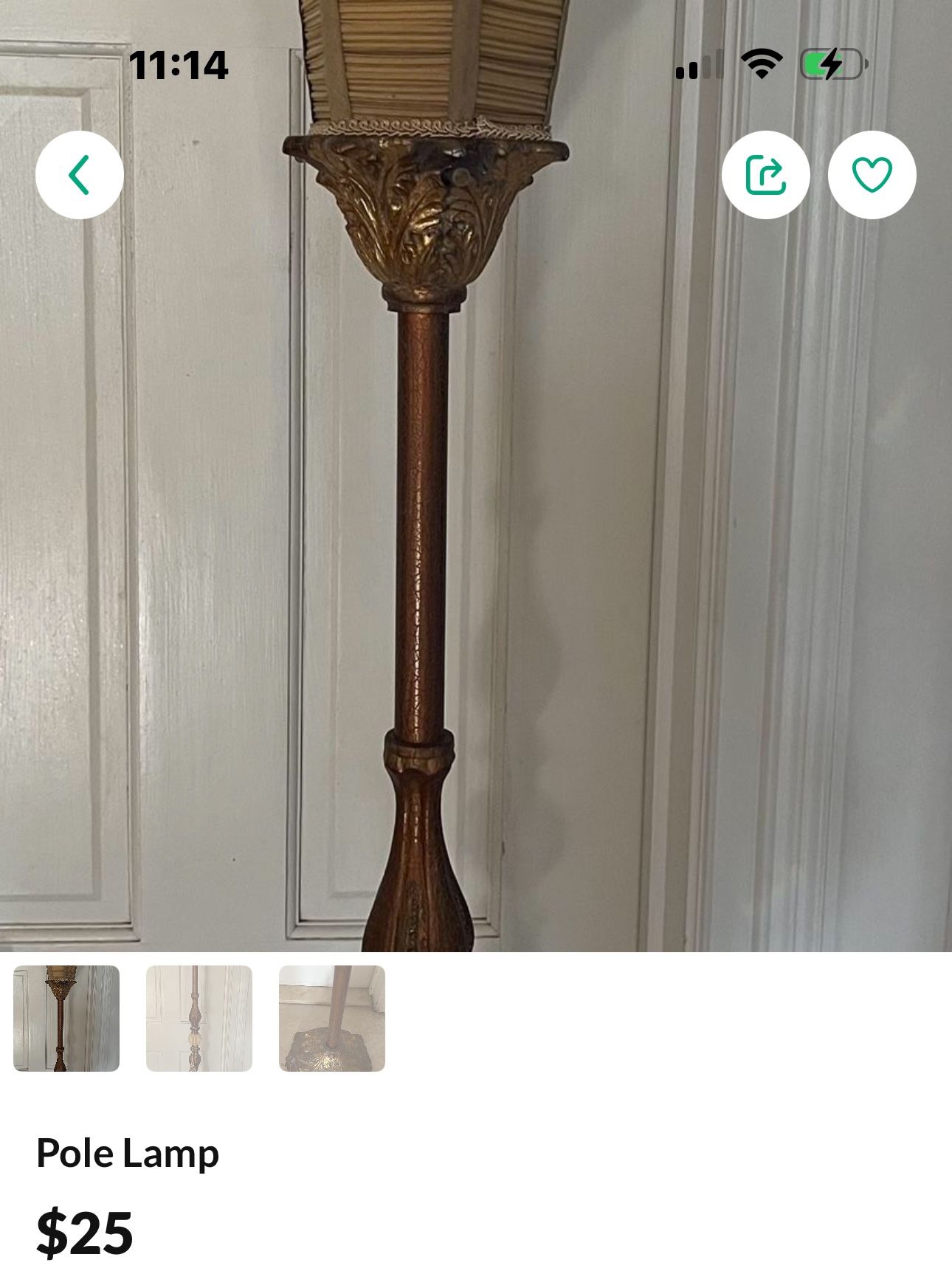 Antique Gold Pole Lamp