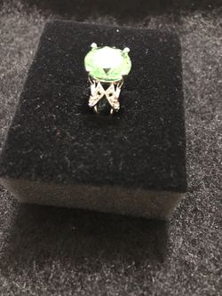 Green topaz & CZ Sterling Silver