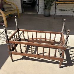 Antique  Victorian Spool Baby Rocking  Cradle 