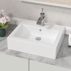 20in. Ceramic Rectangular Vessel Bathroom Sink in White