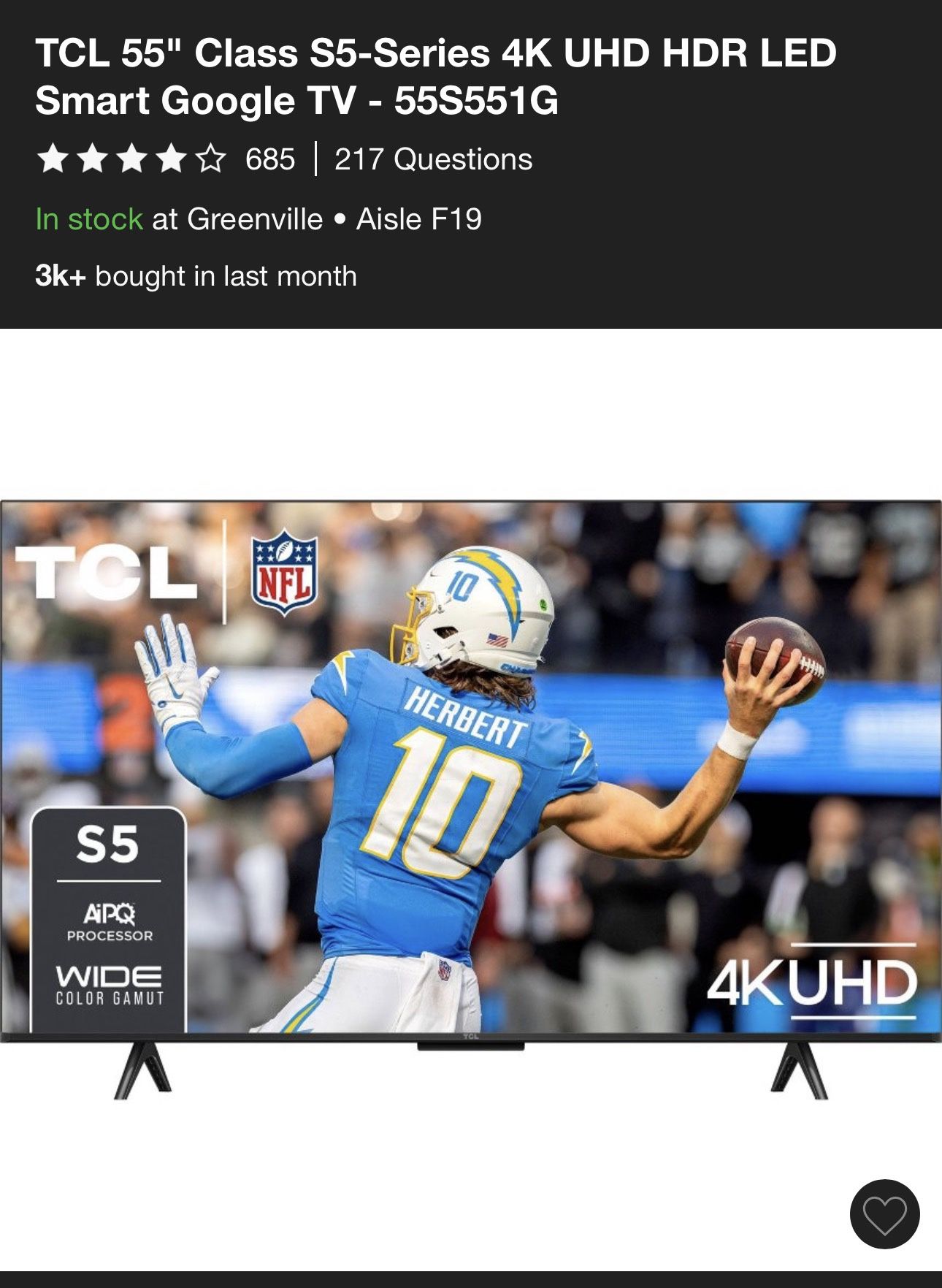 TCL 55" Class S5-Series 4K UHD HDR LED Smart Google TV - 55S551G