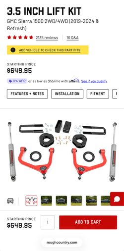 3.5 inch lift kit gmc sierra 1500 2wd/4wd 2019-2024