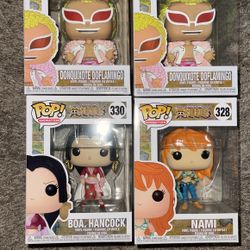 One Piece Funko Pops Doflamingo, Nami And Boa