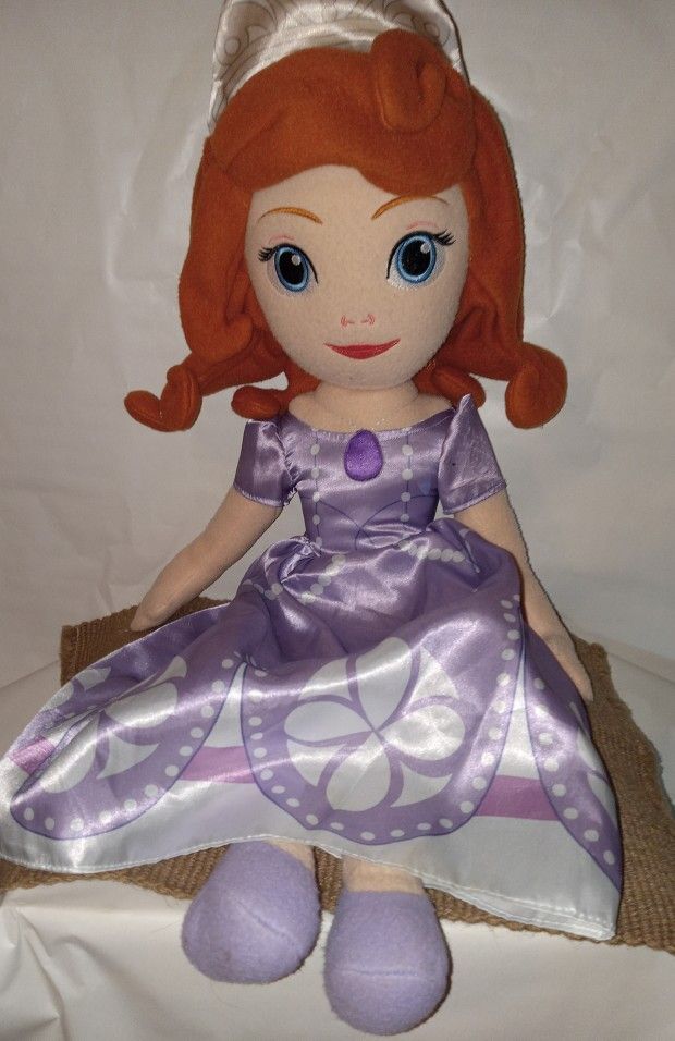 Authentic DISNEY STORE Sophia The First Princess Kids Stuffed Plush Doll Toy 22" Purple Gown