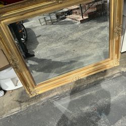 Hollywood Regency Gold  Beveled Mirror