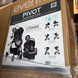New In Box Evenflo Premium Car Seat Stroller 6 Modes Pivot Modular Infant Bassinet Works From 5 lbs To 50 lbs 
