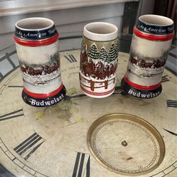 Set Of 3 Budweiser Beer Mugs