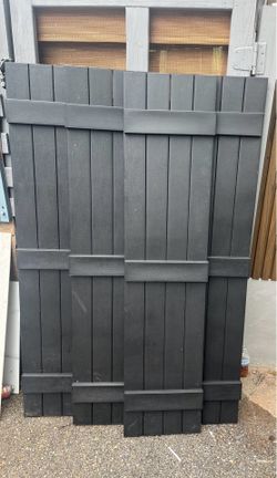 Brand New 15” x 63” Board and Batten Shutters in Black (2 pairs)