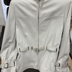 Custom Design White Leather Jacket Small Medium 