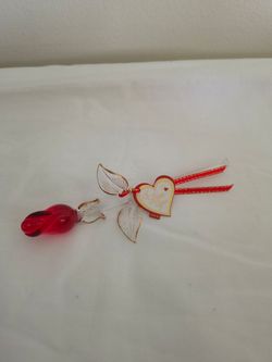 Glass Baron Handcrafted Red Glass Rose Figurine – "I Love You" Heart