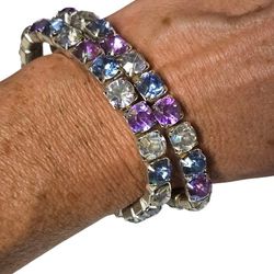 vintage ab pastel stone aluminum bracelets