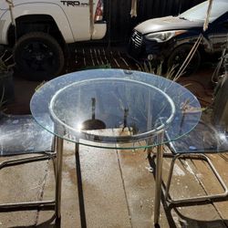Glass Table With 2 Chairs 