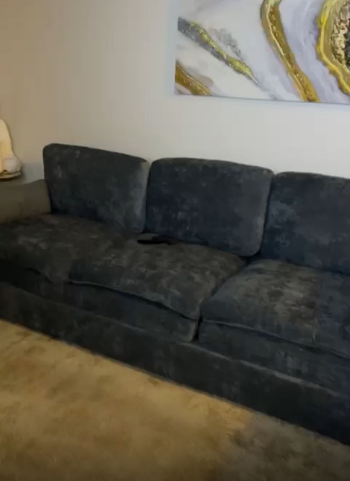 Gray Velvet Couches 2 Set