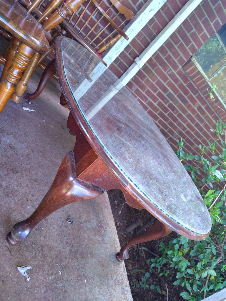 Antique Table With Glass Top
