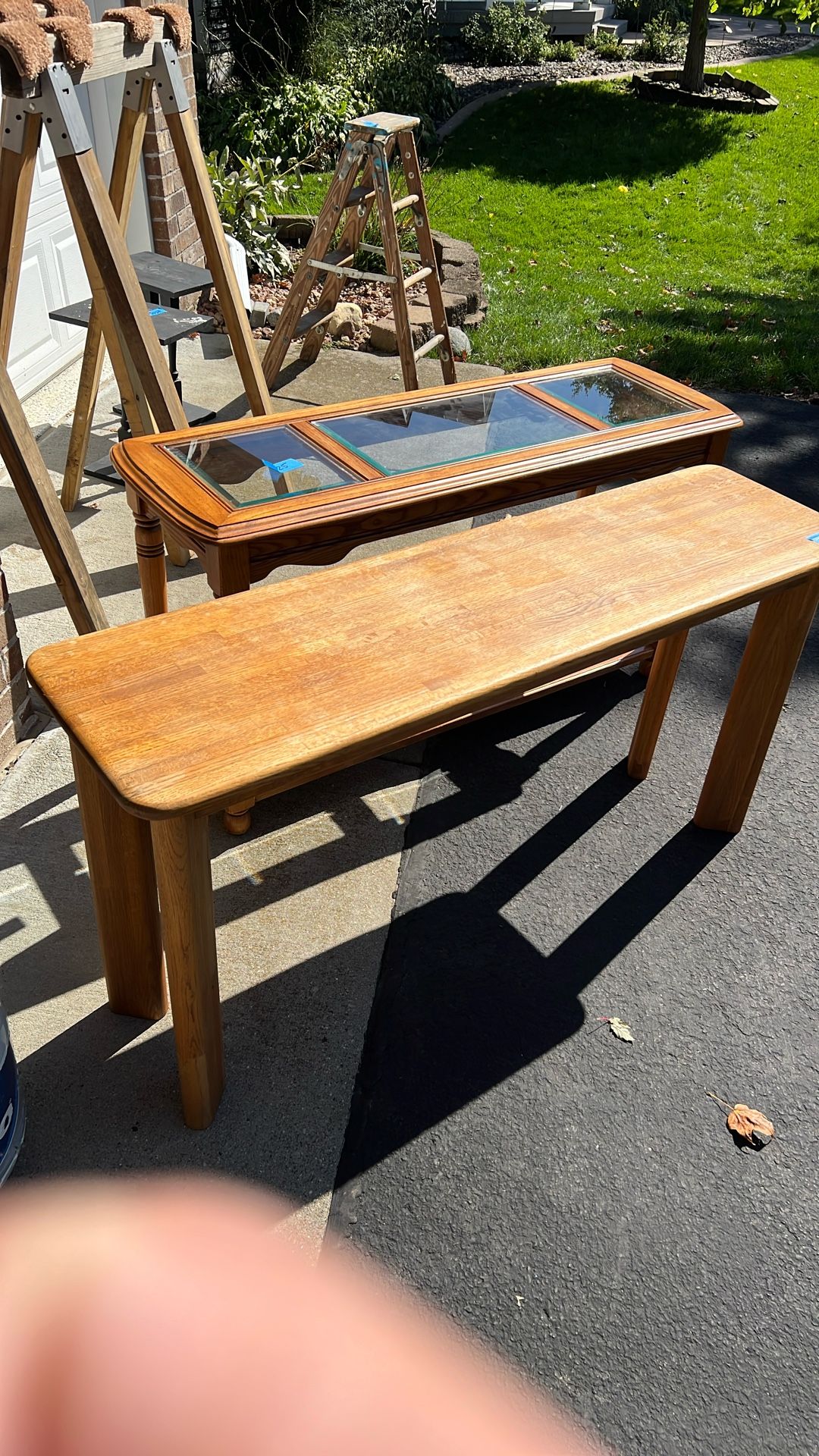 Two Oak Sofa Tables