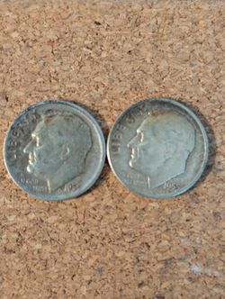 Pair 1955-P & D Roosevelt Dimes 90% Silver (2)