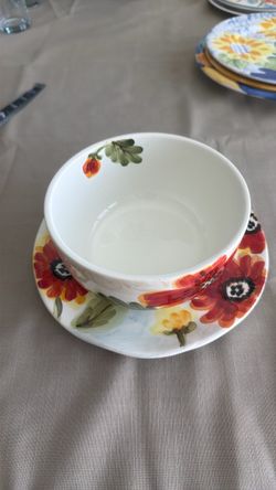 Floral Ceramic Bowl and Plate Set