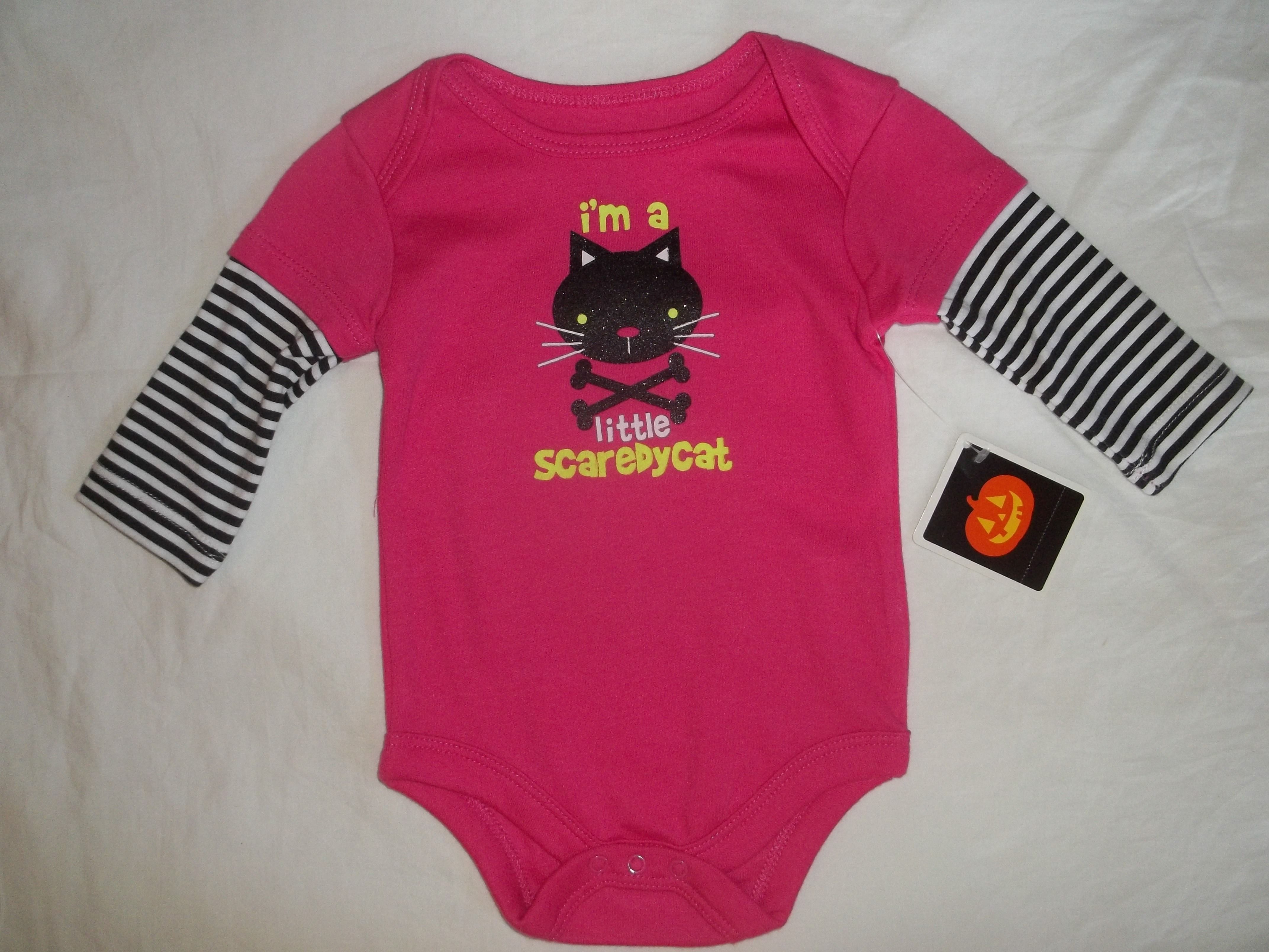 NWT Baby Girls 0-3M I'm a Little Scaredy Cat Halloween Bodysuit Onesie Shirt 0-3 Month