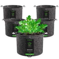 Vivosun Thickened Nonwoven Fabric Pots with Handles, Multi-Purpose Rings