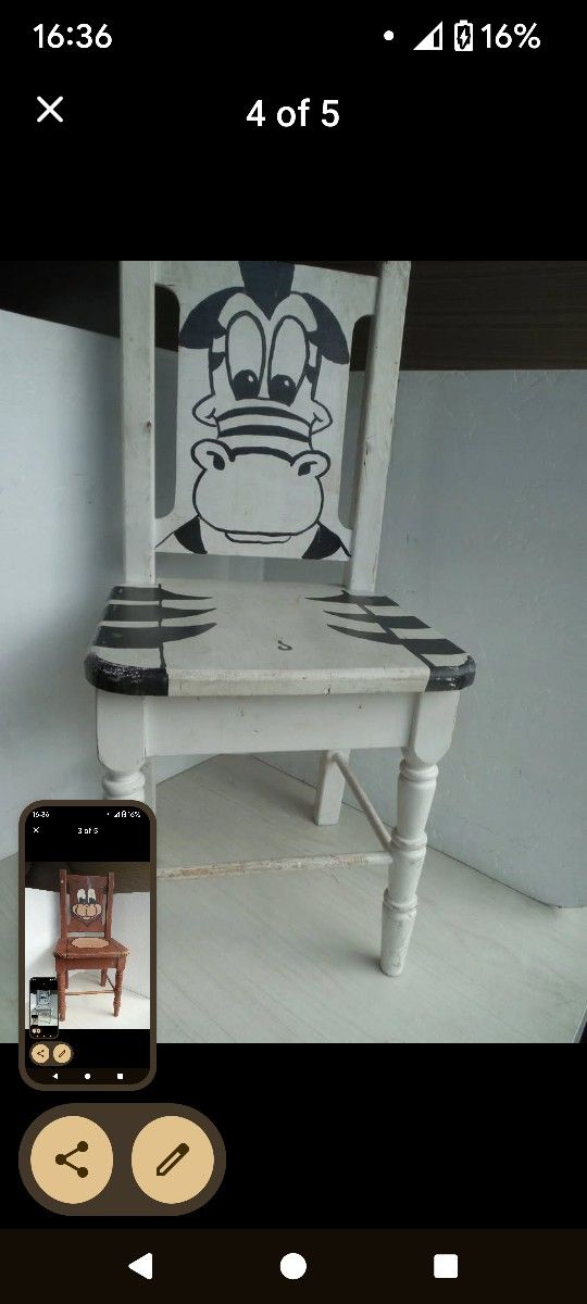 Pick of 4 Artist Signed M.Montecalvo Hand Painted Animal Theme: Zebra, Dog, Elephant , Monkey Wood Child Chairs