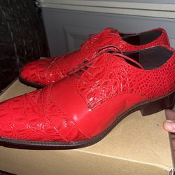 Bolano Red Gator Exotic Print Shoes 