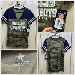 NWT Dallas Cowboys Simone notch neck camouflage bling shirt size medium