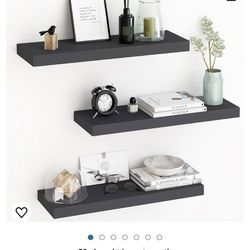 Set of 3-Fixwal 24in Floating Shelves, Rustic Wood Shelves for Wall Storage with Invisible Brackets