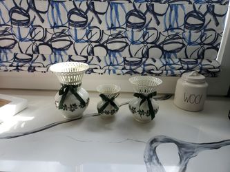 3 Vase Set, Green Bows