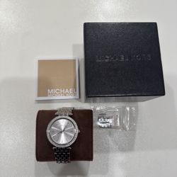 Michael Kors Silver Watch With Crystal Diamonds