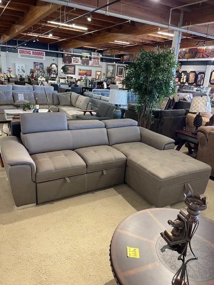 Sectional Pullout Bed With Storage And Adjustable Headrest