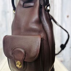 COACH Vintage 9992 Dark Brown Leather Handle Large Sling Backpack Large Bag