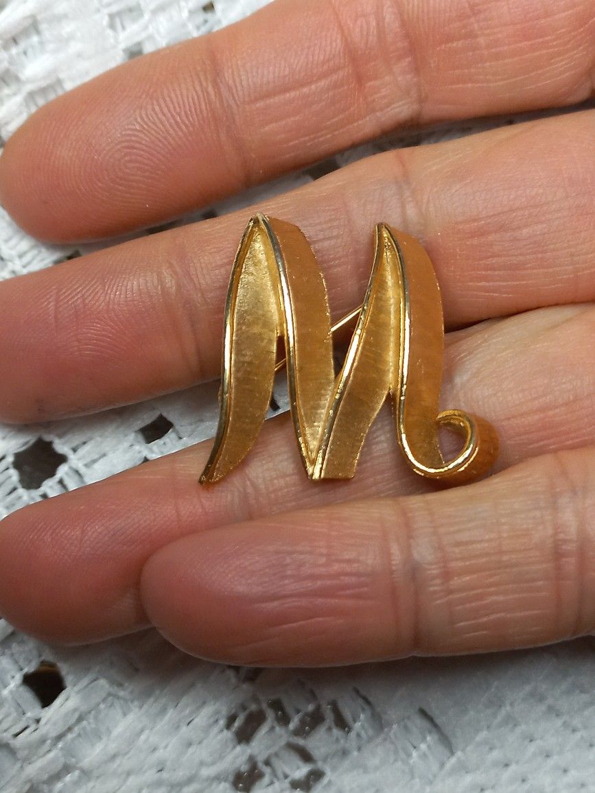 Crown Trifari Letter "M" Brooch 