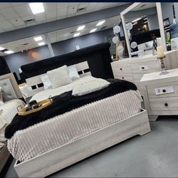 Queen 4 Piece White Wood Bedroom Set ✅ Financing Available - Bad or No Credit Accepted ✅ 