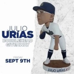 Julio Urias Quakes Bobblehead. SGA from 09/08/22 Game. Limited To 1500 Given Out