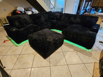 Brand New Oversize Sectional Black Corduroy LED LIGHT $1399