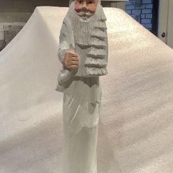 Tall White Wooden Santa Figurine 16” Tall