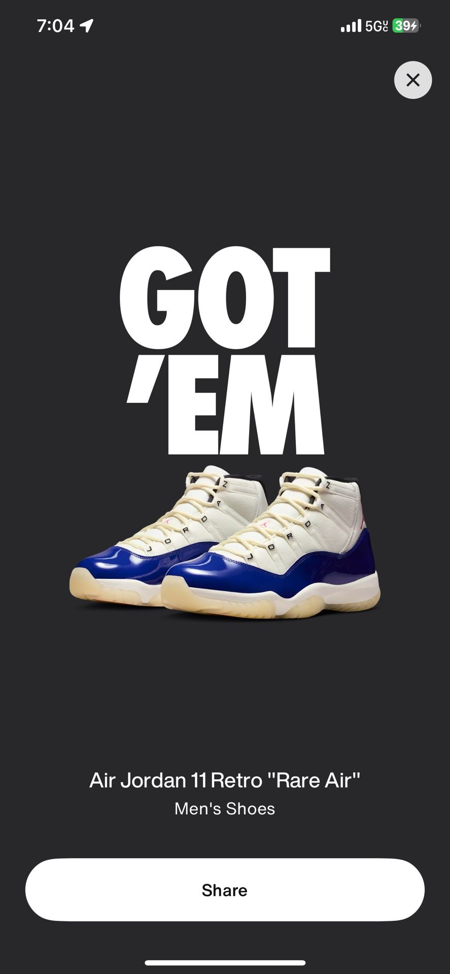 Jordan 11 Retro “Rare Air”