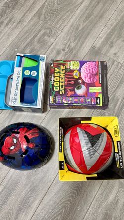 Kids' Bundle: Your Zone Dinnerware, Gooey Science Kit, Spider-Man Helmet, and Under Armour Soccer Ball