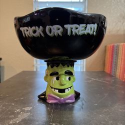 Frankenstein Ceramic Halloween Candy Bowl