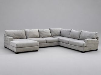 Gray Fabric L-Shaped Sectional Sofa with Chaise