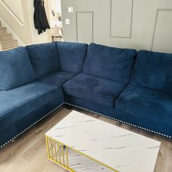 Blue Velvet Sectional For Sale