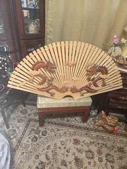 Unique all wood Oriental fan design