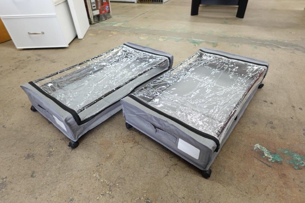 Under Bed Storage Containers with Dividers & Clear Lids, XXL 65L – Gray