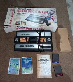 Complete Intellivision Super Pro System With Games controllers Hookups As Is Grey Screen