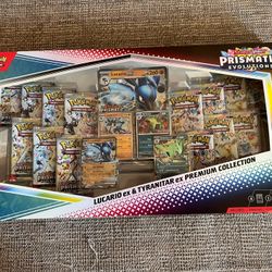 Pokemon  Prismatic Evolutions Lucario Ex & Tyranitar Ex Premium Collection 