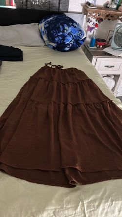 Brown Tiered Maxi Skirt